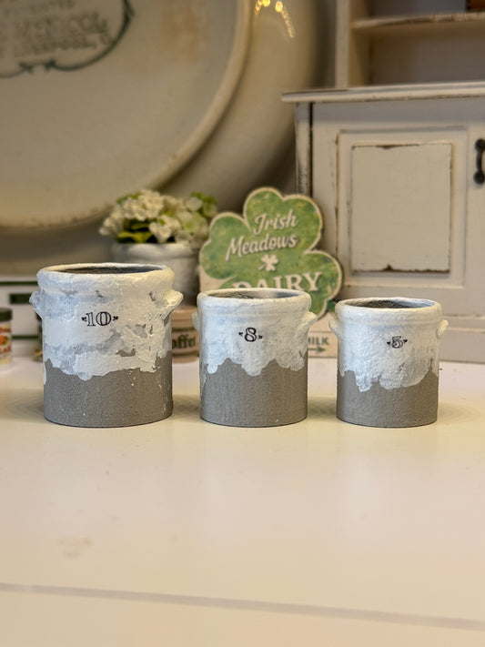 Miniature White Chippy Crock with Handles